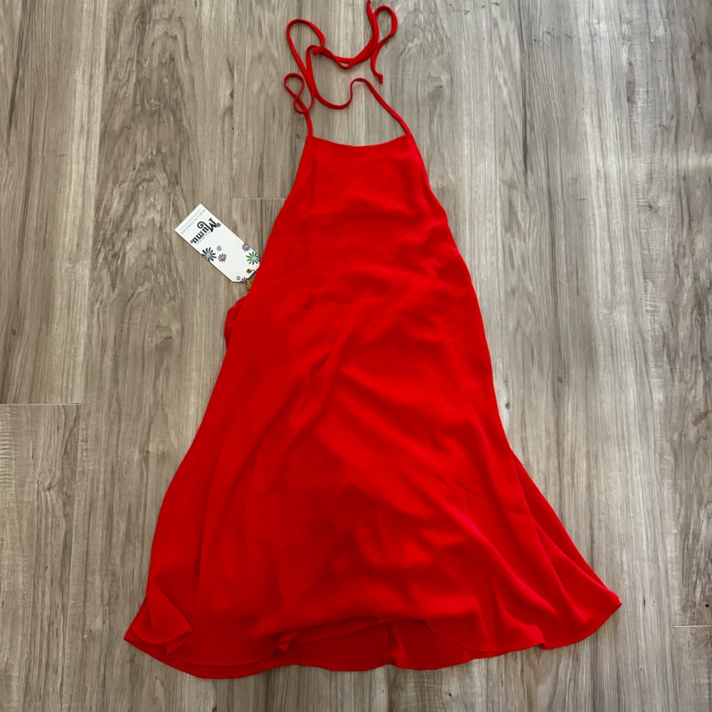 Show me your mumu red halter mini dress- small